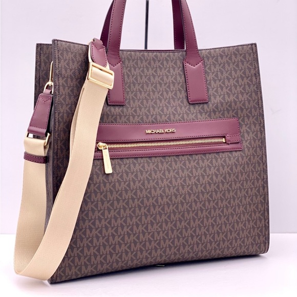 Michael Kors Kenly Large Logo ToteShoulder Bag Merlot